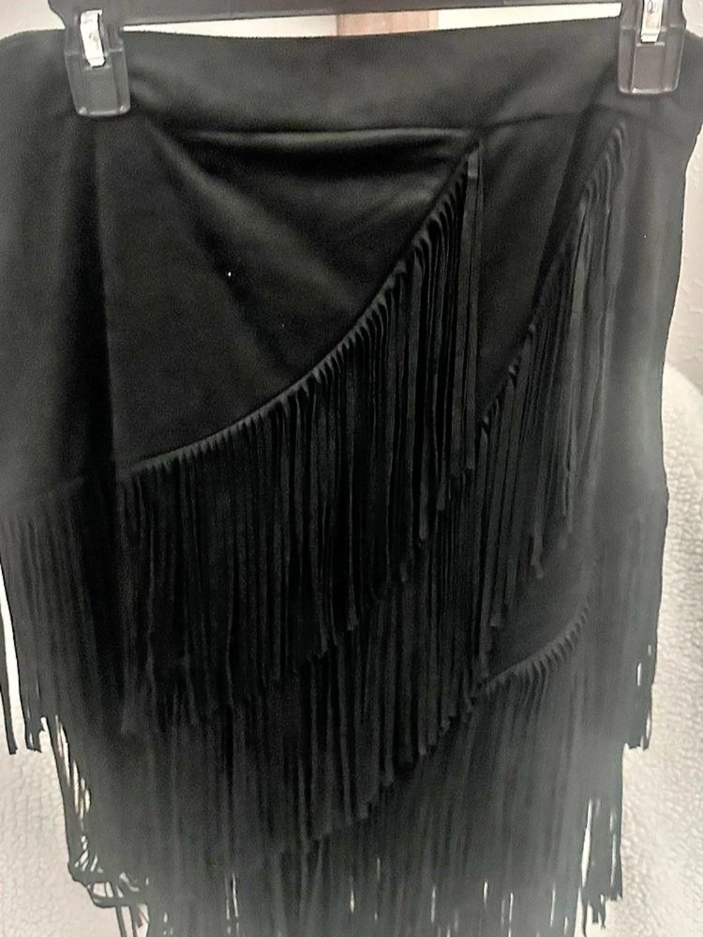Black Fringe Mini Skirt Size Medium NWT